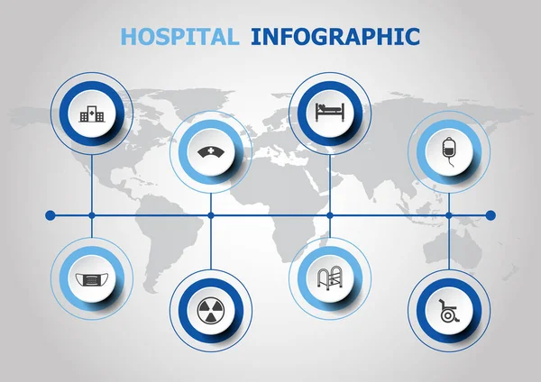 Diseño infográfico con iconos de hospital — Archivo Imágenes Vectoriales