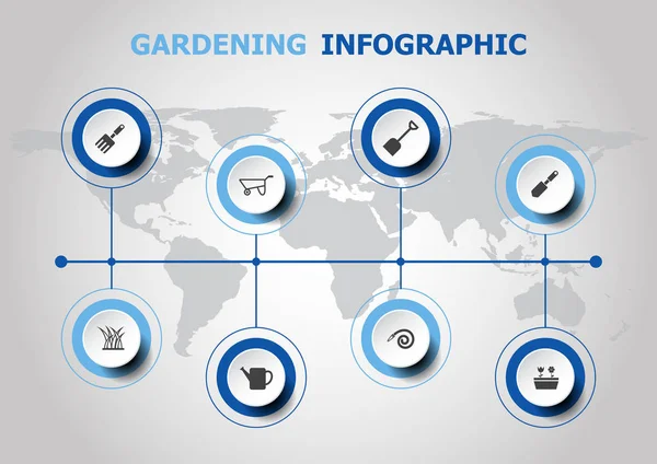 Infographic ontwerp met tuinieren pictogrammen — Stockvector