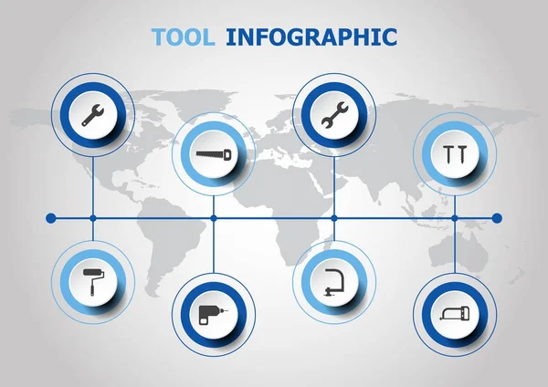 Design infográfico com ícones de ferramentas — Vetor de Stock