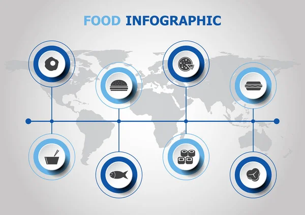 Инфографический дизайн с пищевыми иконками — стоковый вектор