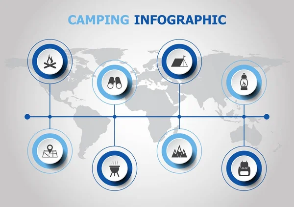 Infographic ontwerp met camping pictogrammen — Stockvector