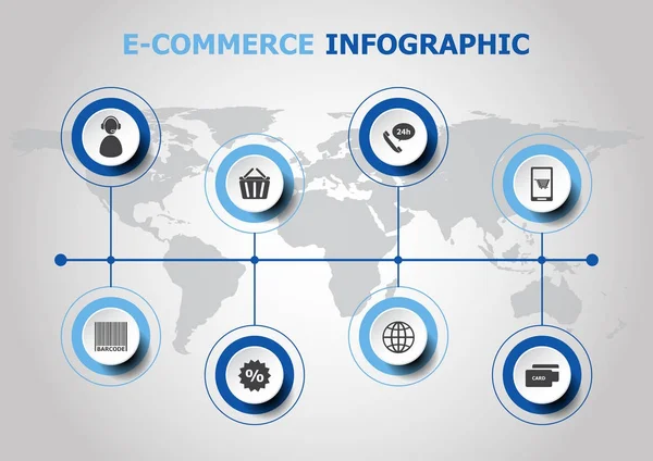 Diseño infográfico con iconos de comercio electrónico — Vector de stock