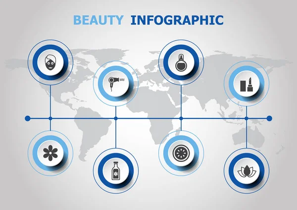 Infographic ontwerp met schoonheid pictogrammen — Stockvector