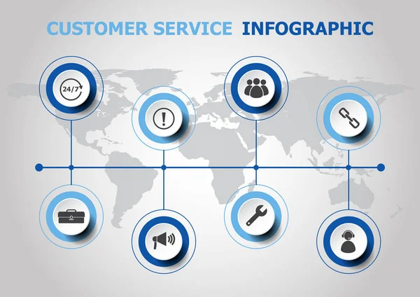 Diseño infográfico con iconos de servicio al cliente — Archivo Imágenes Vectoriales