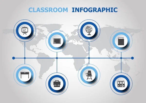 Infografika design s ikonami učebny — Stockový vektor