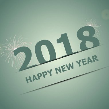 2018 happy New Year yeşil zemin üzerine