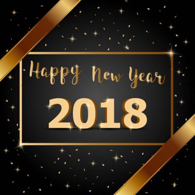 Altın yay mutlu yeni yıl 2018 koyu arka plan ile