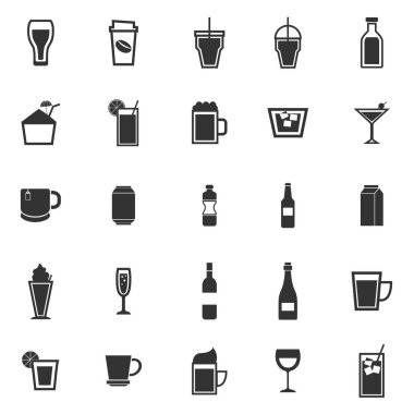 Beverage icons on white background clipart