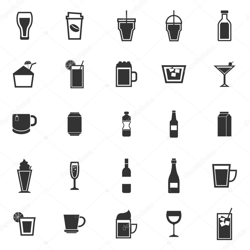 Beverage icons on white background
