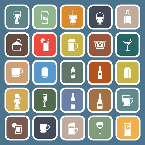 Bevanda icone piatte su sfondo blu — Vettoriale Stock