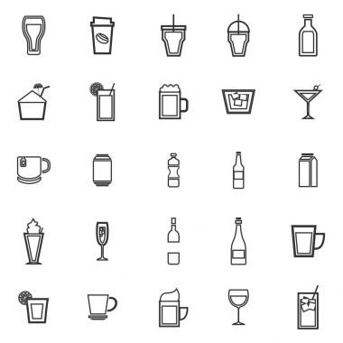 Beverage line icons on white background clipart
