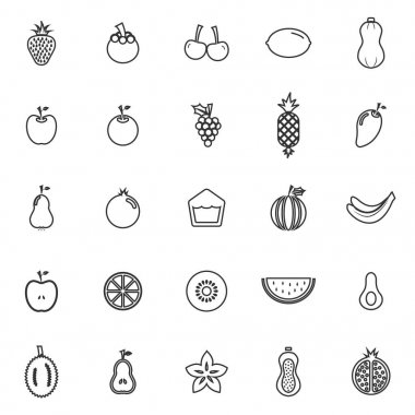 Meyve simgeler beyaz arka planda satır