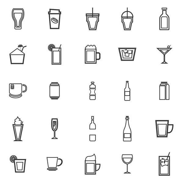 Иконки линий напитков на белом фоне — стоковый вектор