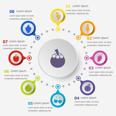 Infographic şablonu ile meyve kutsal kişilerin resmi
