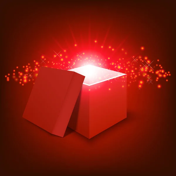 Red gift box on gradient background — Stock vektor