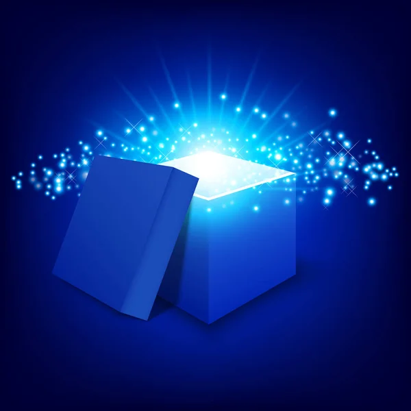 Blue gift box on gradient background — Stock vektor