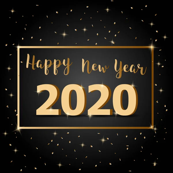 黑色背景的2020黄金新年快乐 — 图库矢量图片