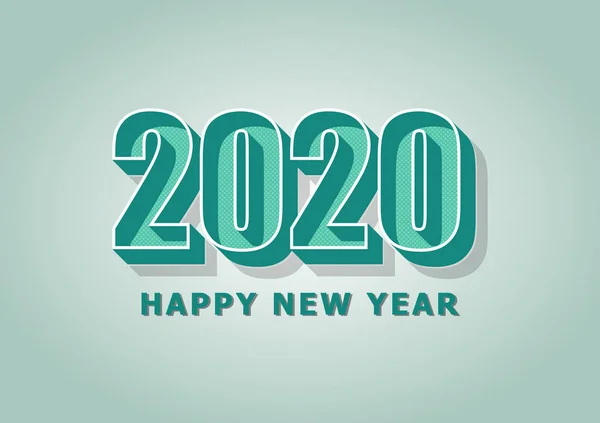 快乐新年2020与绿色复古风格 — 图库矢量图片