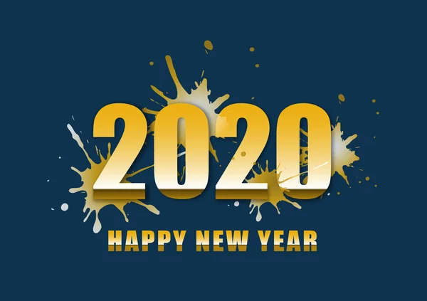 快乐的新年2020与文字设计 — 图库矢量图片