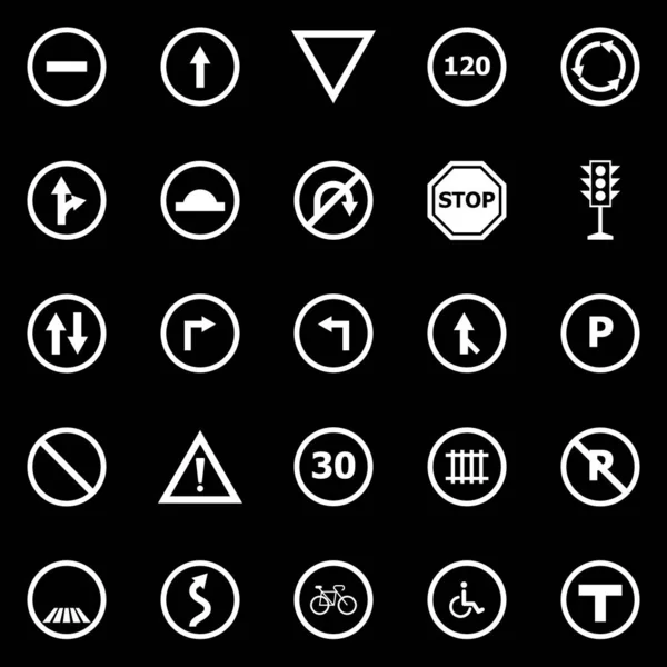 Señal de tráfico iconos sobre fondo negro — Vector de stock