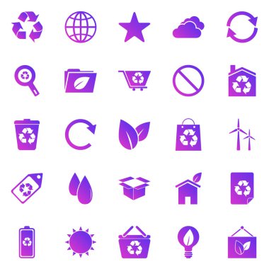 Beyaz arkaplanda ekoloji gradyan simgeleri, stok vektörü