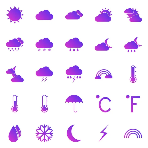 Weather Gradient Icons White Background Stock Vector — Stock Vector