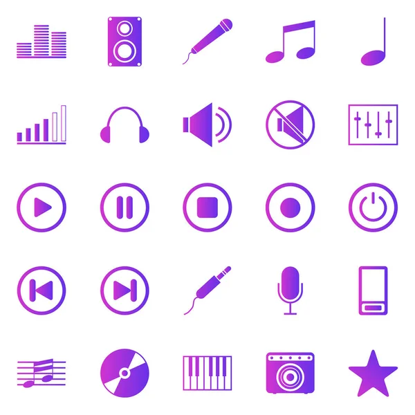 Iconos Gradiente Musical Sobre Fondo Blanco Vector Stock — Vector de stock