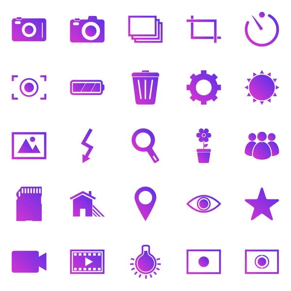 Iconos Gradiente Fotografía Sobre Fondo Blanco Vector Stock — Archivo Imágenes Vectoriales