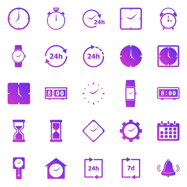 Iconos Gradiente Tiempo Sobre Fondo Blanco Vector Stock — Vector de stock