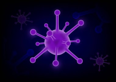 Coronavirus COVID-2019 mor fütüristik arka plan, hisse senedi vektörü