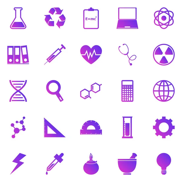 Iconos Gradiente Ciencia Sobre Fondo Blanco Vector Stock — Vector de stock