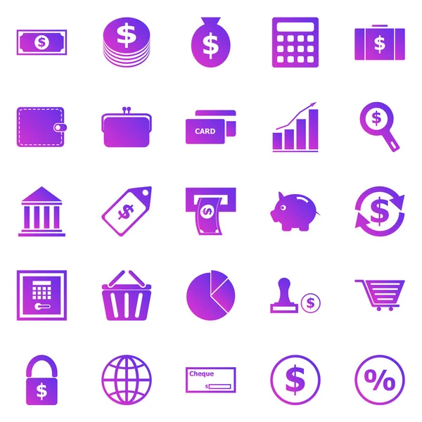 Iconos Gradiente Dinero Sobre Fondo Blanco Vector Stock — Vector de stock