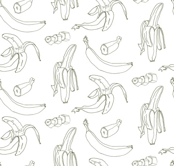 香蕉和菠萝的整体和片断的无缝样式 — 图库矢量图片