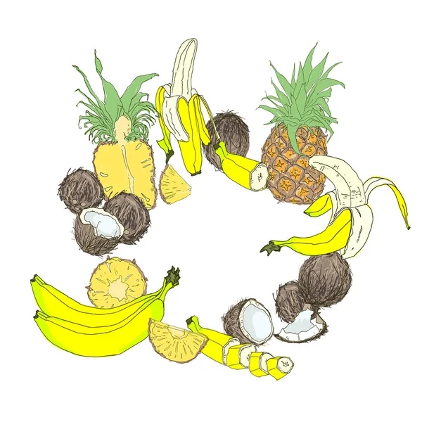 Σύνθεση από τροπικά φρούτα — Διανυσματικό Αρχείο