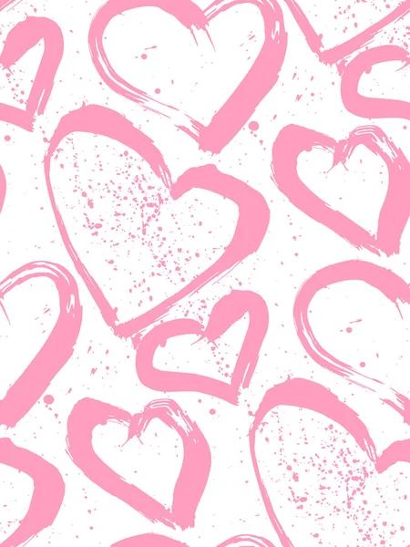 Un patrón sin costuras de corazones pintados en las manos. Fondo del Día de San Valentín . — Archivo Imágenes Vectoriales