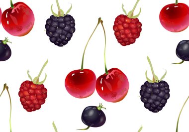 Beyaz arka plan seamless modeli üzerinde gerçekçi çilek