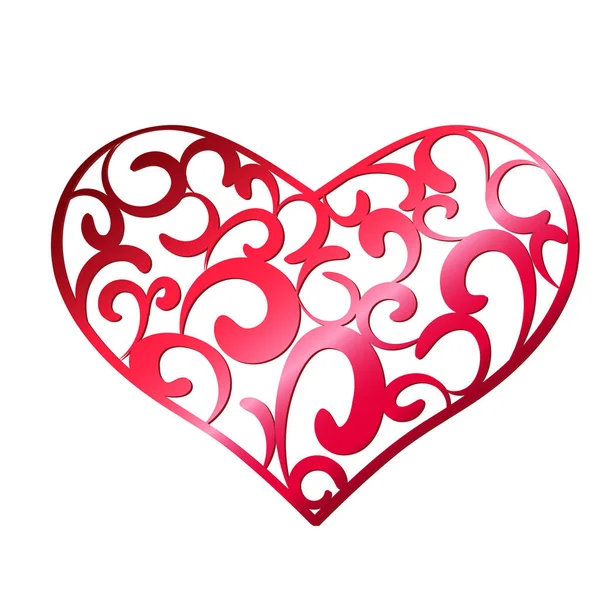 Красный openwork сердце на белом фоне — стоковый вектор