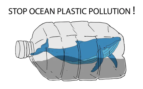 Smettila di distruggere il nostro oceano. — Vettoriale Stock