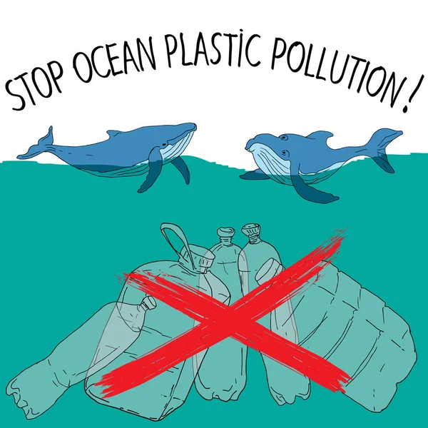 Σταματήστε να διαλύσει ωκεανό μας — Διανυσματικό Αρχείο