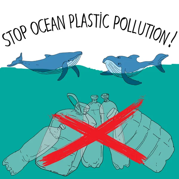 Stop trashing our ocean — Stock Vector