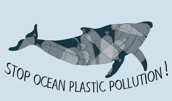 Stop trashing our ocean — Stock Vector