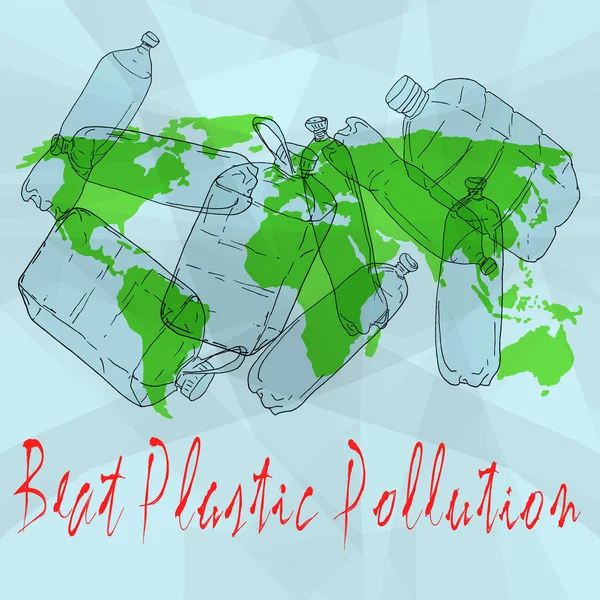 Pokonać plastik. Światowy dzień ochrony środowiska — Wektor stockowy