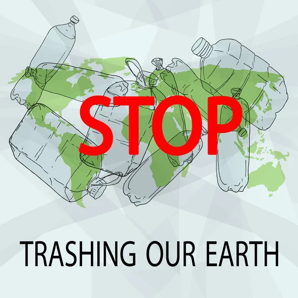 Stop, trashing naszej ziemi. — Wektor stockowy