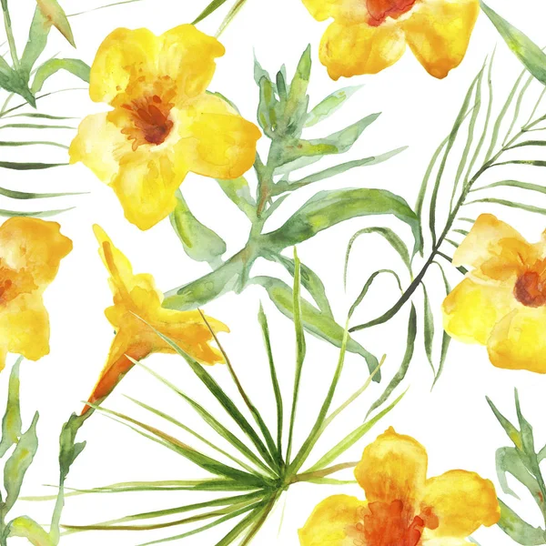 Varrat nélküli mintát akvarell virágok és a leveles — Stock Fotó
