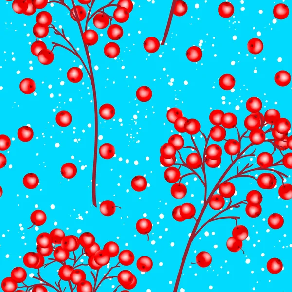 Branches sans couture avec des baies rouges — Image vectorielle