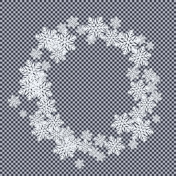 Schneeflockenrahmen auf transparentem Hintergrund — Stockvektor