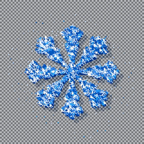 Μπλε νιφάδα χιονιού καλυμμένη με γκλίτερ — Διανυσματικό Αρχείο
