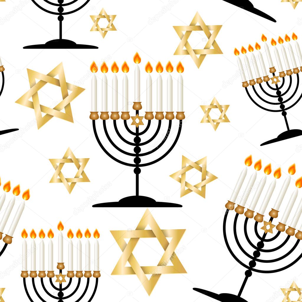 Seamless background with traditional symbols of Hanukkah