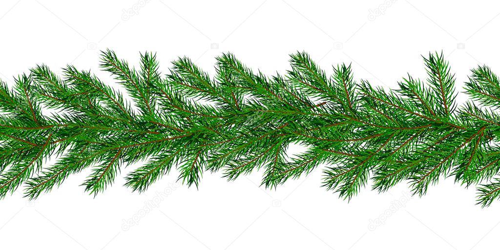 Christmas tree fir branch seamless pattern