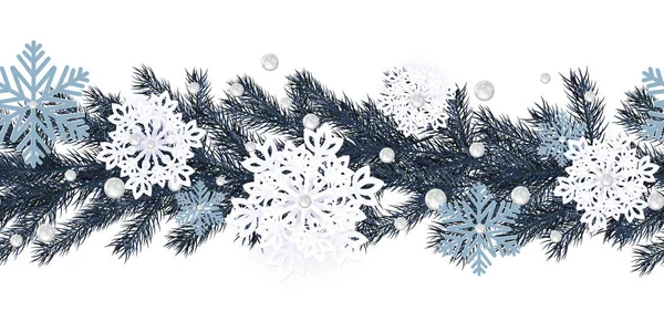 Οριζόντια απρόσκοπτη χειμώνα φόντο με νιφάδες χιονιού — Διανυσματικό Αρχείο